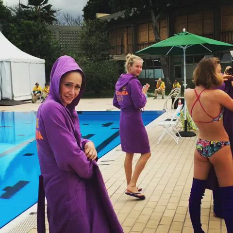 athlete babe cute swimming pool tease clip