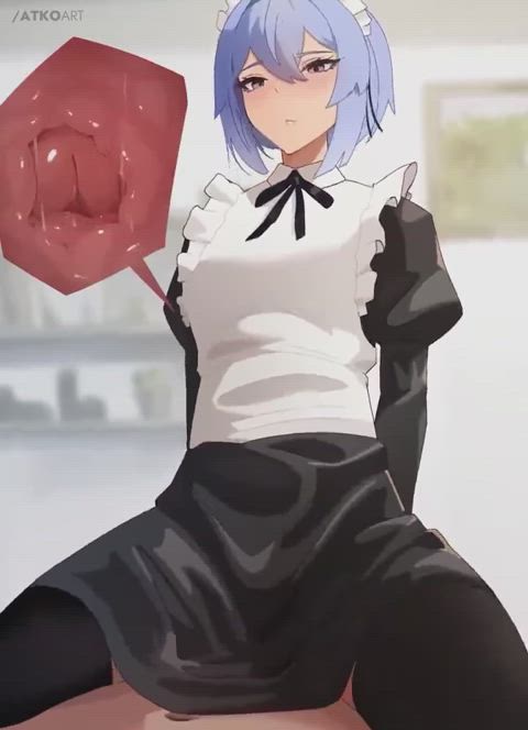 creampie maid blue hair clip