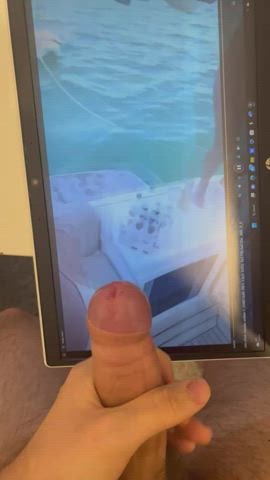 bikini blonde cumshot tribute clip