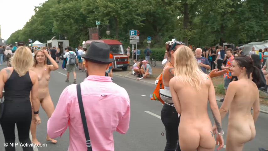 exhibitionist group nude party clip