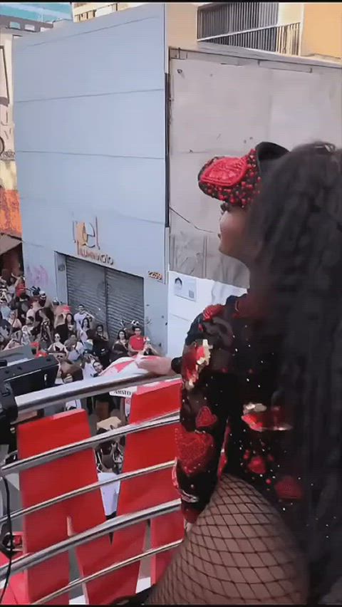 brazilian celebrity ebony fishnet legs thong tights twerking clip