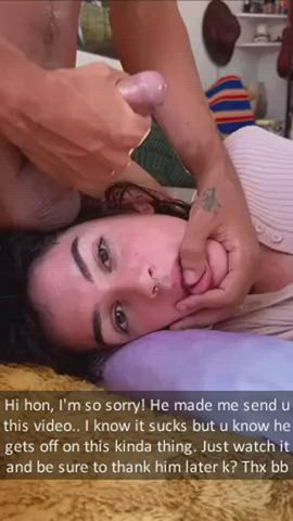 caption cheating choking cuckold cumshot facial humiliation interracial messy clip