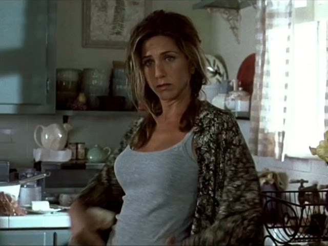 brunette cleavage jennifer aniston clip
