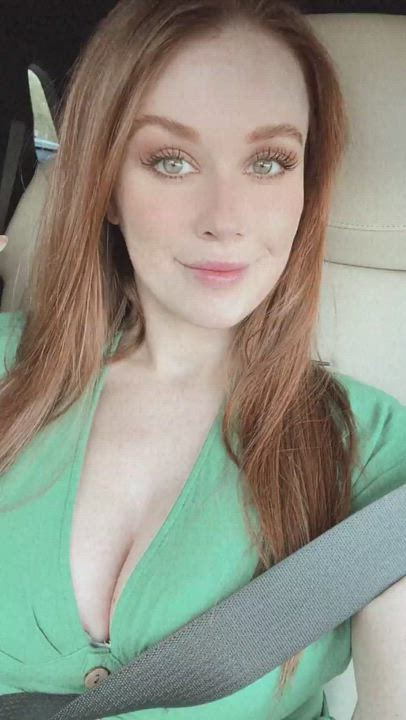Car Cleavage Redhead clip