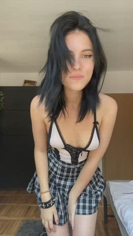 18 years old goth stripping on-off clip