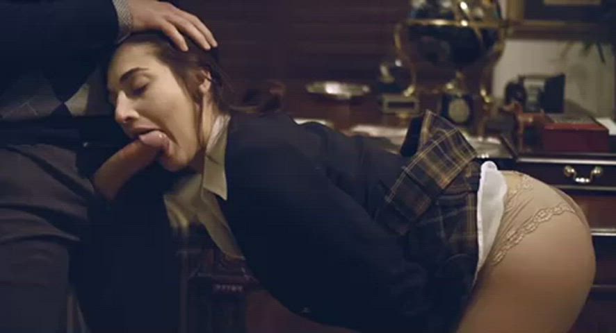 Ass Blowjob Brunette Deepthroat Examination Student Teen Uniform clip