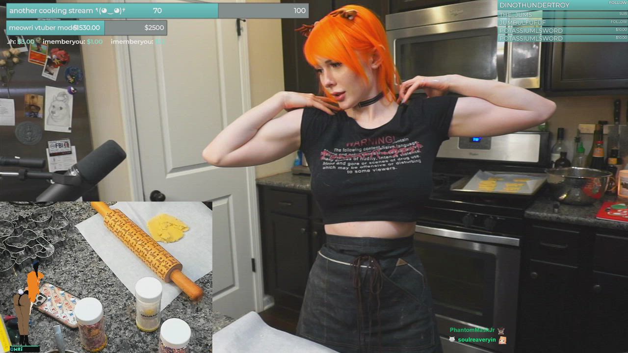 Fitness Kitchen Muscular Girl Pale Redhead clip