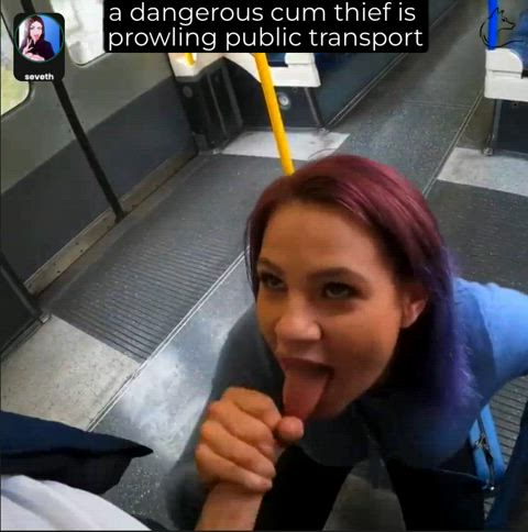 bus caption cum cum swallow cumshot facial public clip