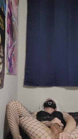 dildo femboy fishnet sissy solo clip
