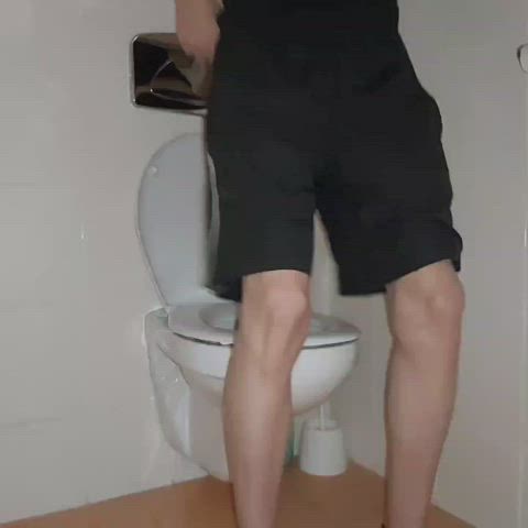 Cumshot Masturbating Toilet Trans clip