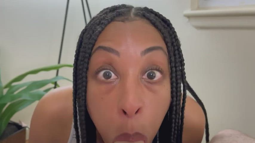 ahegao blowjob ebony eye contact loop pov sucking clip
