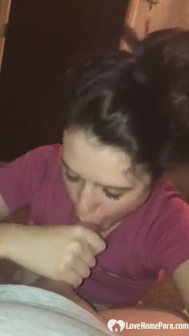 amateur blowjob brunette cim cum in mouth cum swallow girlfriend homemade oral clip