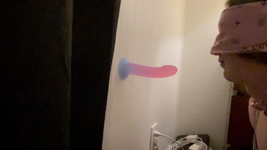 blindfolded blowjob deepthroat dildo sucking clip