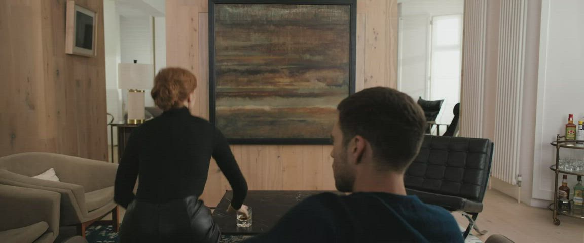 Ass Celebrity Jessica Chastain Leather Skirt clip