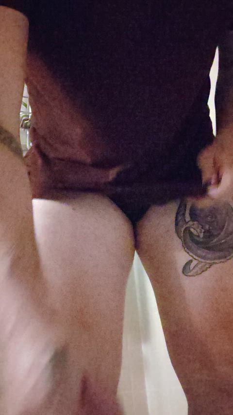 Pissing my lacy black panties