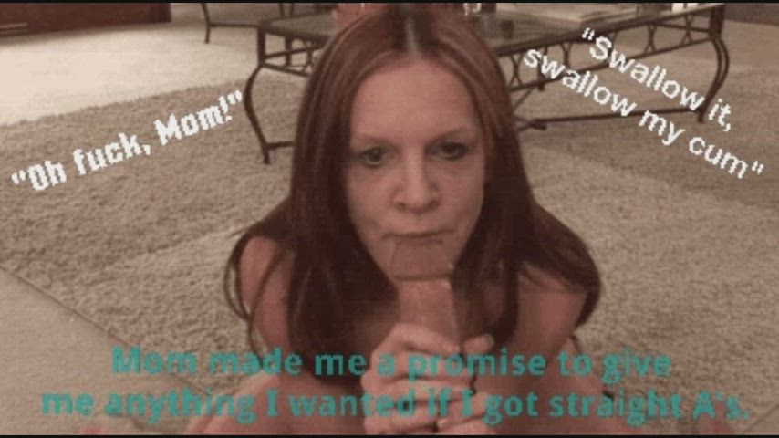 cum swallow mature mom redhead son fauxcest clip