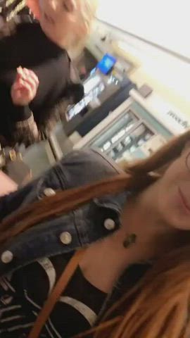 20 years old big tits flashing group jiggling public clip