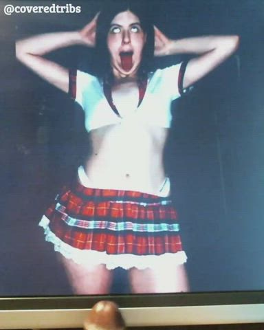 ahegao cockslap pussy schoolgirl skirt teen teens tongue fetish tribute uniform clip