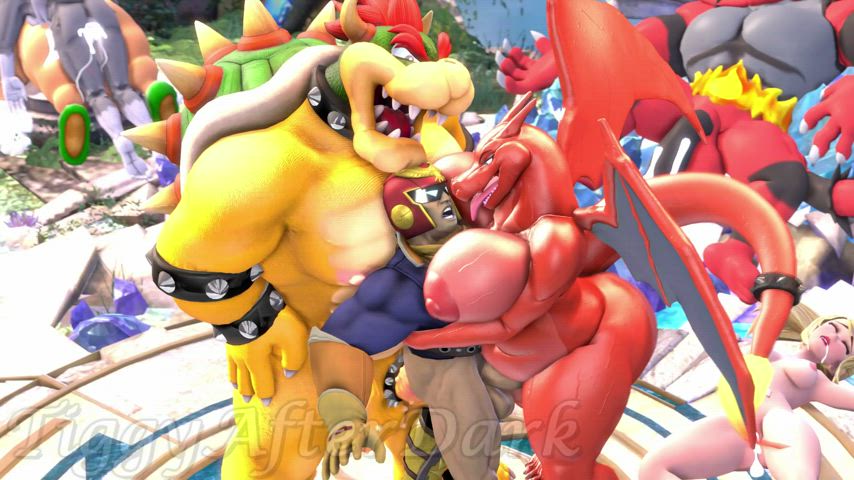 animation big tits bisexual boobs double teamed nsfw sex threesome clip