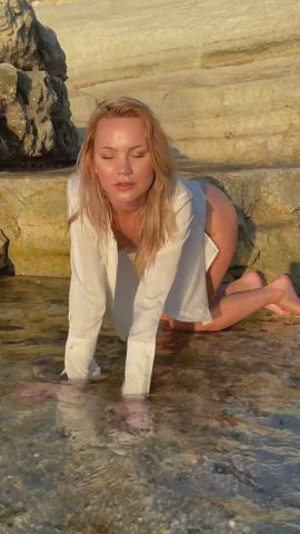 blonde outdoor public clip