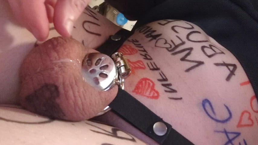 cbt chastity cum cumshot femboy precum sissy trans clip