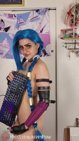 amateur blue cosplay gamer girl nerd nipples nude small tits tits clip