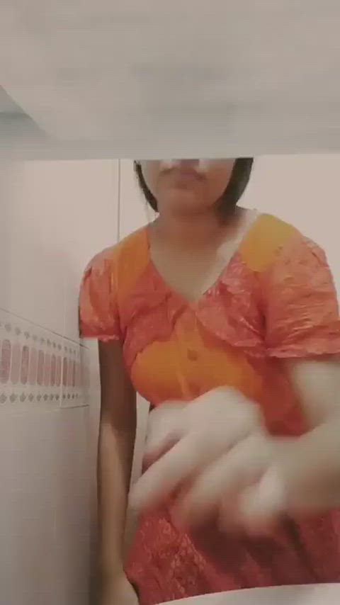 bathroom desi pussy selfie striptease titty drop clip