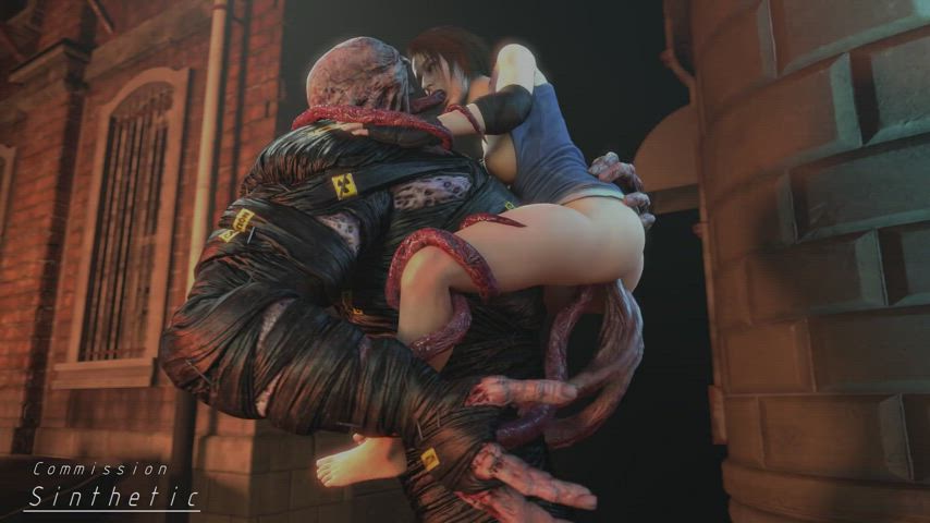 Jill Romantic deepthroat kissing Nemesis (Sinthetic)