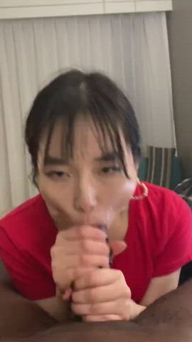 Asian girl sucking a bbc