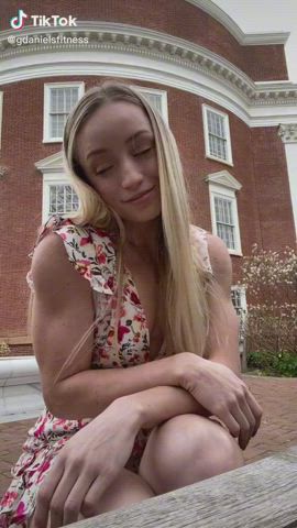 Blonde Fitness Legs Muscular Girl Skirt TikTok clip