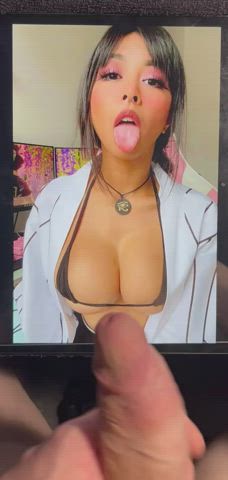 Cumshot for a busty asian