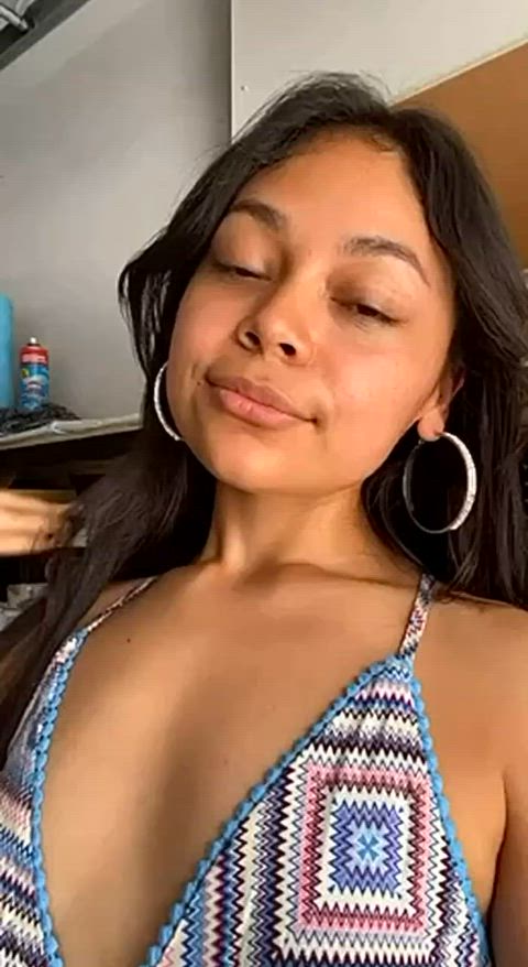 bikini latina puffy nipples reveal small tits striptease clip
