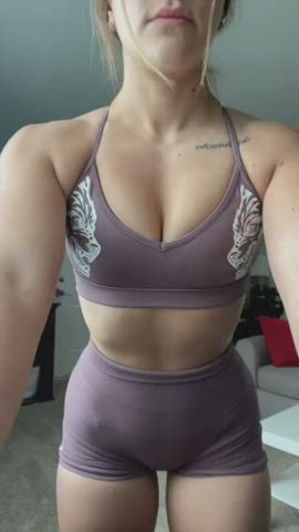 fitness muscles muscular girl white girl clip