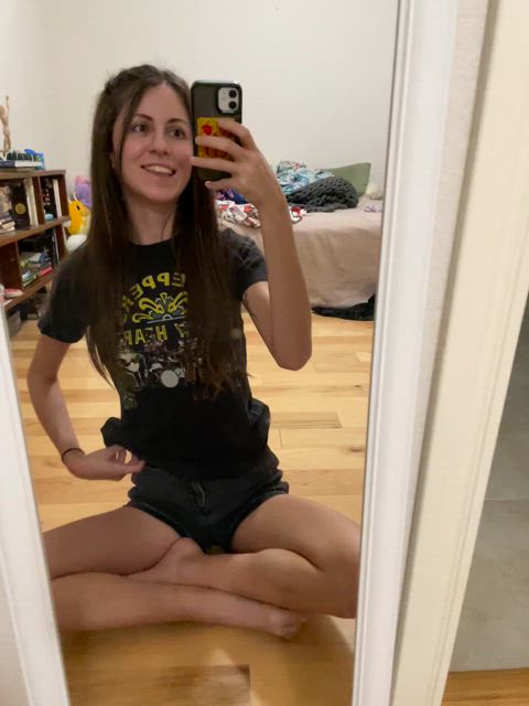 brunette extra small flashing reveal small nipples small tits smile tiny silly tiny