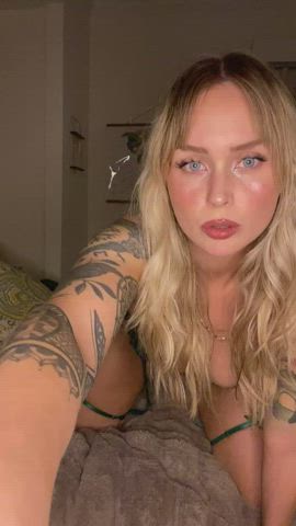 blonde blue eyes lingerie hot-girls-with-tattoos clip