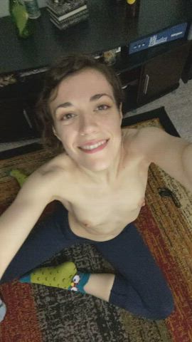 brunette cute nipples petite skinny small tits topless clip