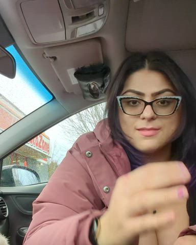 bbw chubby flashing glasses natural tits nipple piercing public tattoo curvy clip