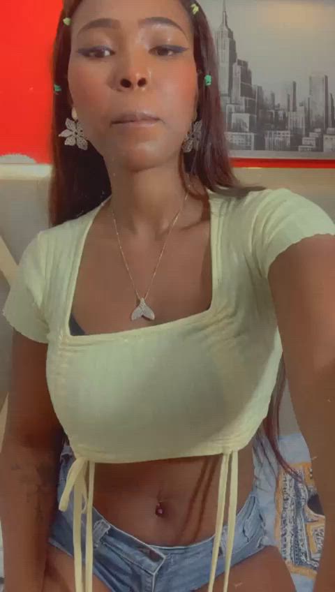 dancing ebony latina long hair pretty sensual shorts clip