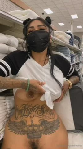 big ass clothed pierced piercing public pussy tattoo clip