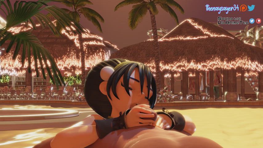 animation beach blowjob deepthroat fellatio oral outdoor sucking clip