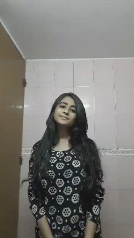 Shy Girl Stripping in Washroom for Boyfriend