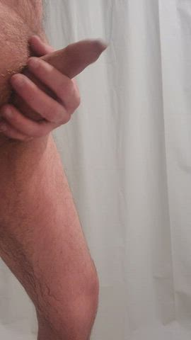 Stoking my small uncut cock