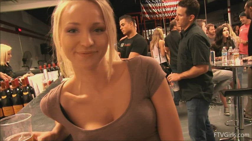bar blonde cute flashing girlfriend smile staci carr clip