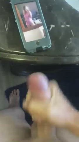 Jerked it for this slut until I spilled cum
