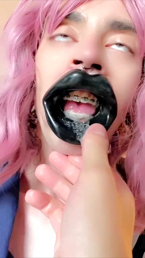 blowjob braces drooling femboy feminization gooning sissy small dick submissive twink