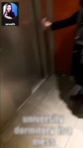 blowbang blowjob caption elevator public r/caughtpublic clip