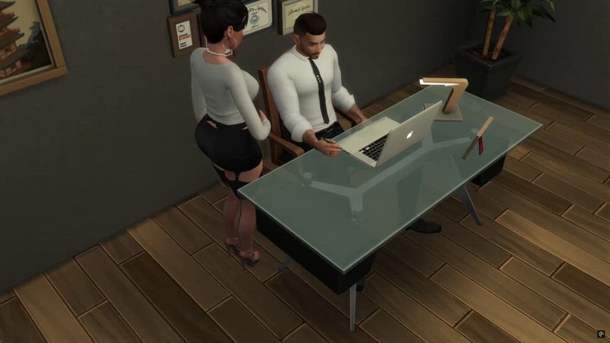 bending over boss coworker horny role play secretary skirt teasing clip