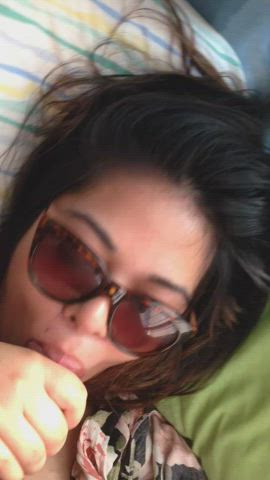 Asian sunglasses loves an audience