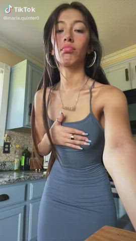 babe brunette dress hispanic latina tiktok tits clip