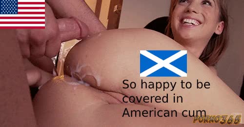 Happy to be covered in American Cum